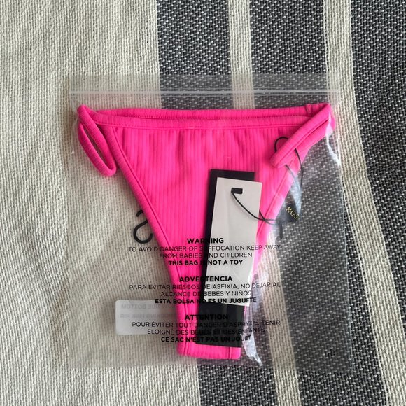 MGS Low Tide Bikini Bottom Shocking Pink Rib S NWT - Picture 7 of 9